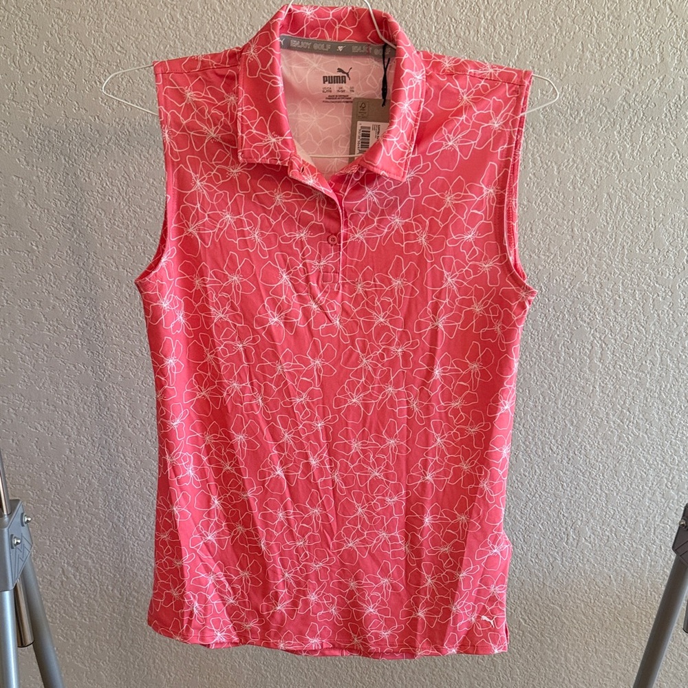 PUMA Women's Coral Floral Sleeveless golf polo NWT XL